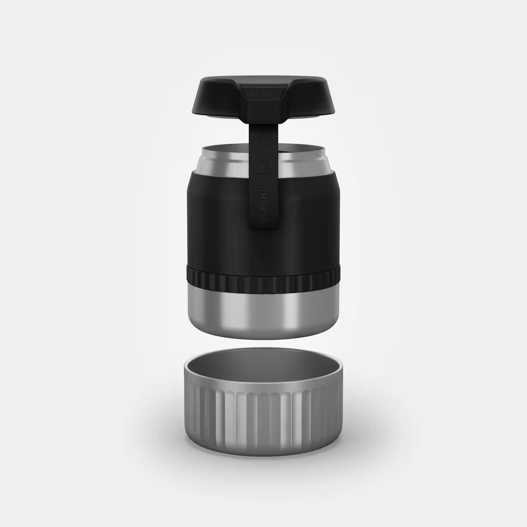 فلاسک غذا کچوا 800 میل Quechua Thermal insulated food container with Bowl – black – 0.8L – MH500 — تصویر ۳