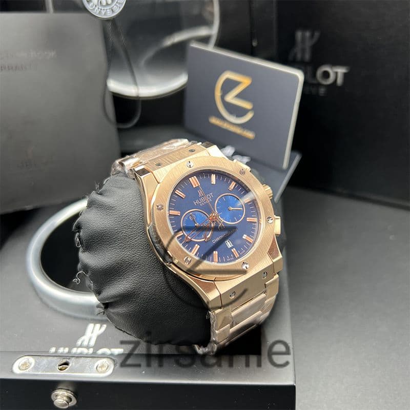 ساعت مچی مردانه هابلوت کرنوگراف کلاسیک Hublot Chronograph Classic Rosegold Blue — تصویر ۶