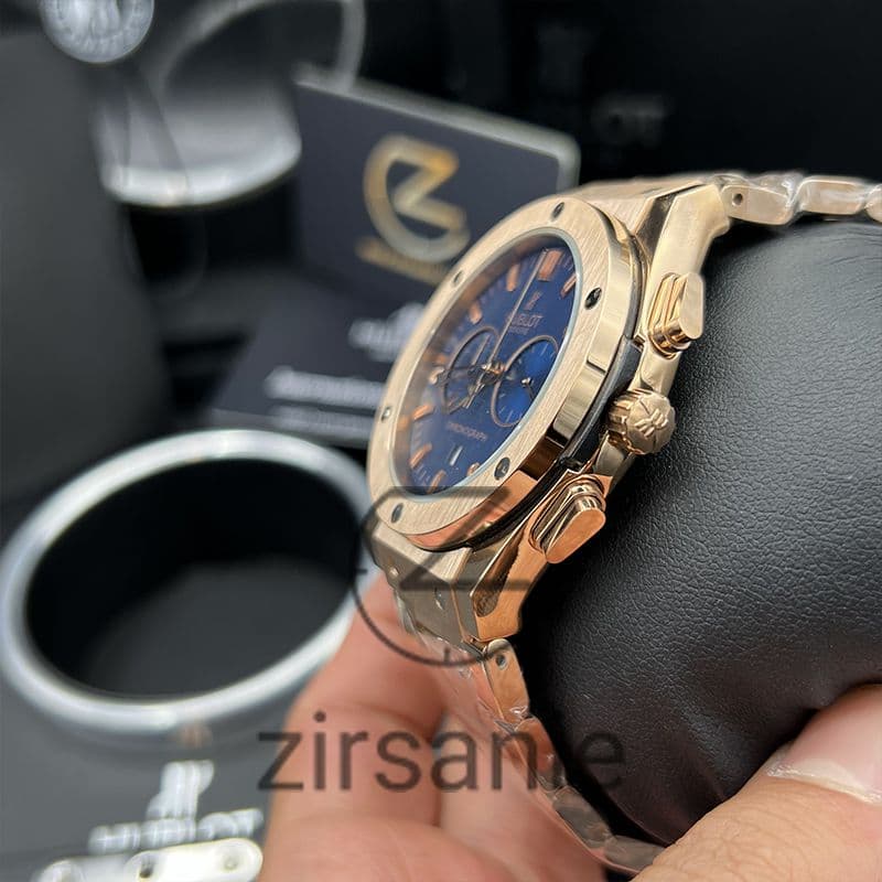 ساعت مچی مردانه هابلوت کرنوگراف کلاسیک Hublot Chronograph Classic Rosegold Blue — تصویر ۸
