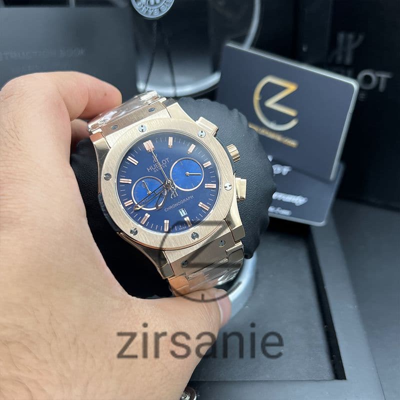 ساعت مچی مردانه هابلوت کرنوگراف کلاسیک Hublot Chronograph Classic Rosegold Blue — تصویر ۷