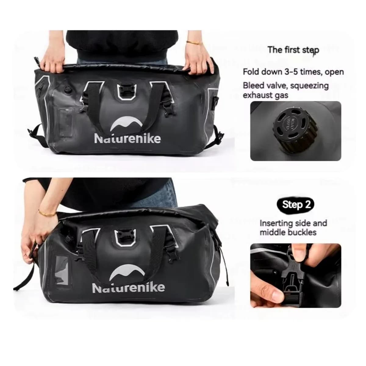 کیف حمل بار نیچرهایک – درای بگ 40 لیتری Naturehike Waterproof travel Carrying Bag with divider – 40L – CNK2450XB015 — تصویر ۵