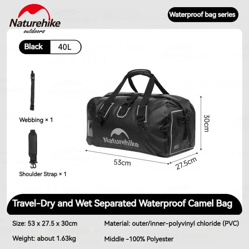 کیف حمل بار نیچرهایک – درای بگ 40 لیتری Naturehike Waterproof travel Carrying Bag with divider – 40L – CNK2450XB015 — تصویر ۳
