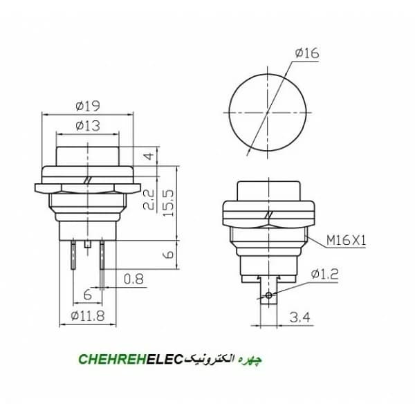شستی گل فلزی بزرگ DS-212 (مشکی) — تصویر ۶