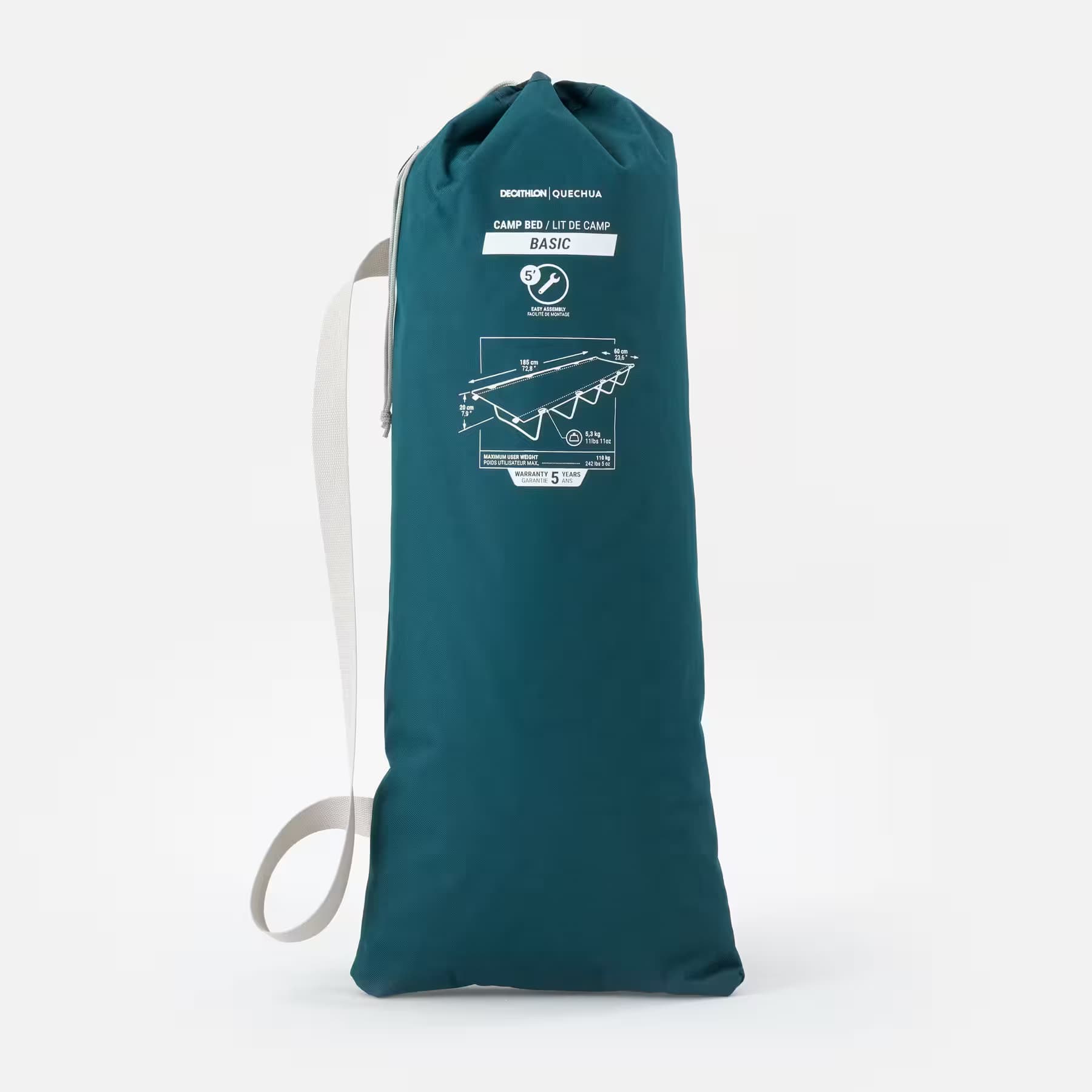 تخت کمپینگ کچوا Quechua Camping Bed – 60 cm – 1 Person – Green – Basic — تصویر ۴