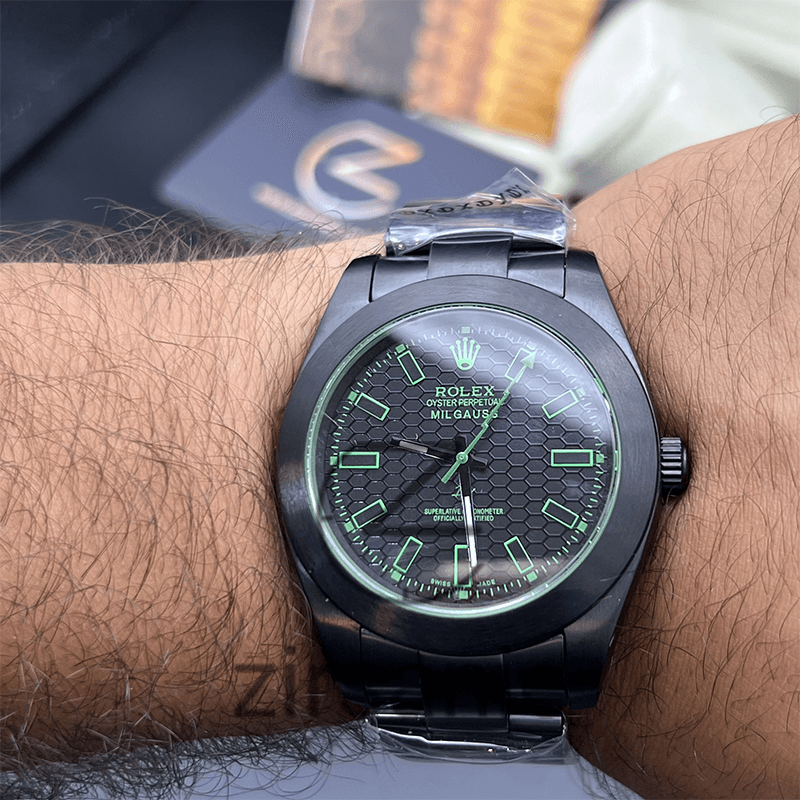 ساعت مچی مردانه رولکس میلگاس Rolex Milgauss Black Green Crystal Index — تصویر ۷