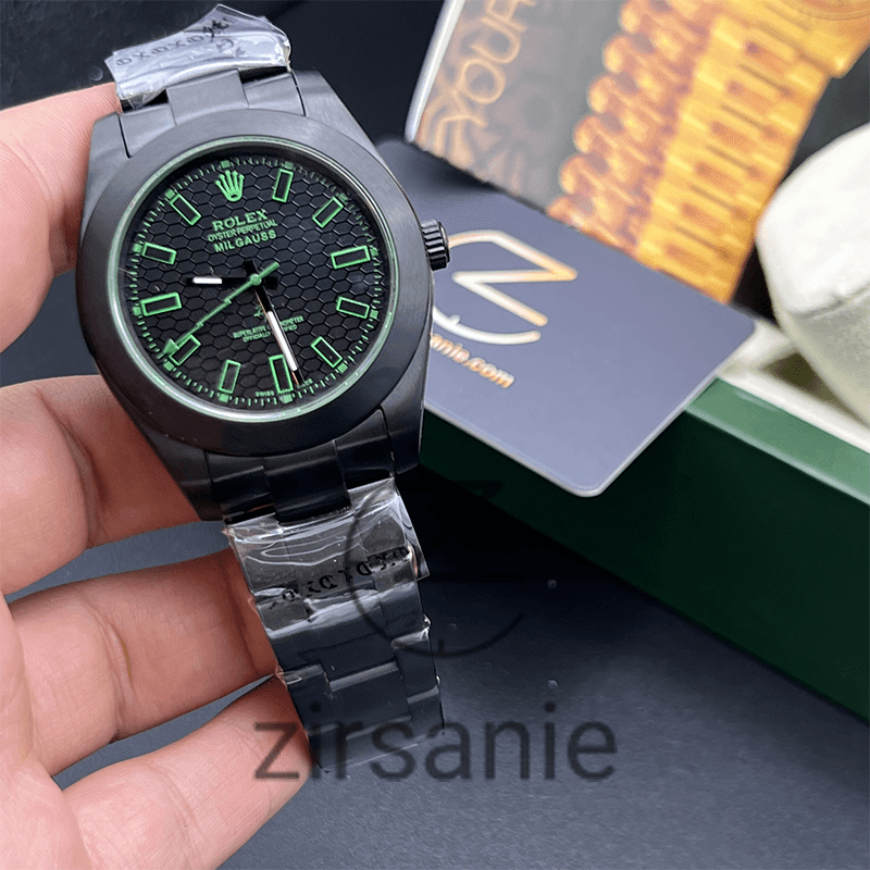 ساعت مچی مردانه رولکس میلگاس Rolex Milgauss Black Green Crystal Index — تصویر ۸