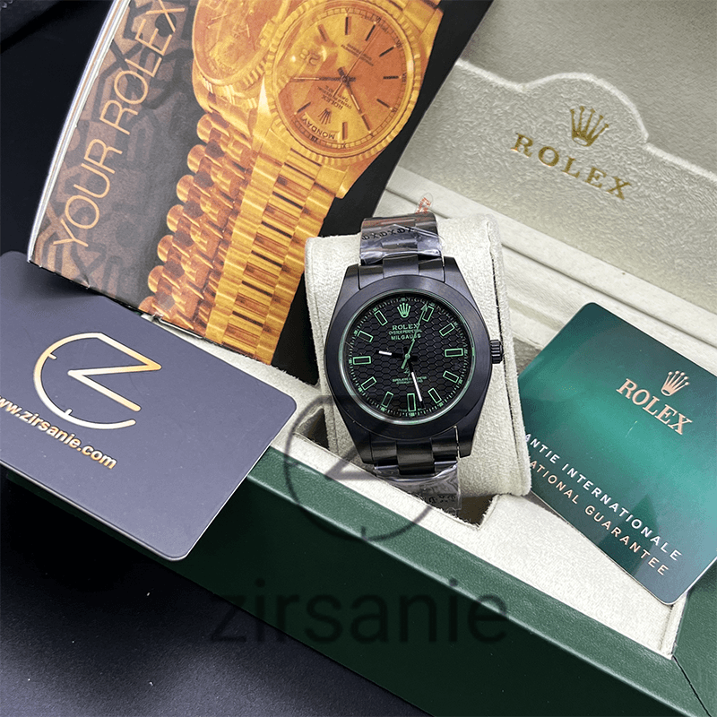 ساعت مچی مردانه رولکس میلگاس Rolex Milgauss Black Green Crystal Index — تصویر ۵