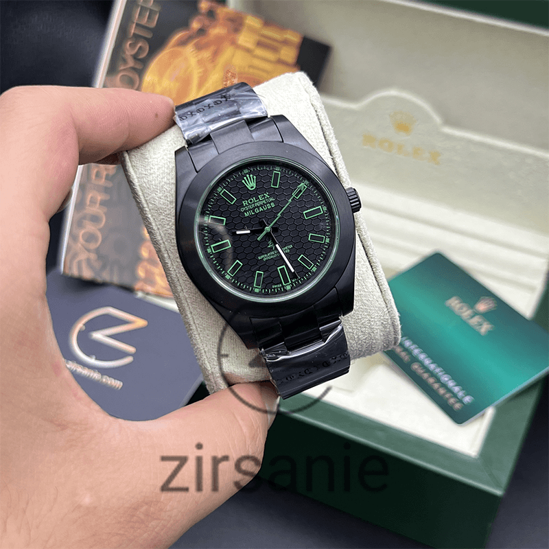 ساعت مچی مردانه رولکس میلگاس Rolex Milgauss Black Green Crystal Index — تصویر ۴
