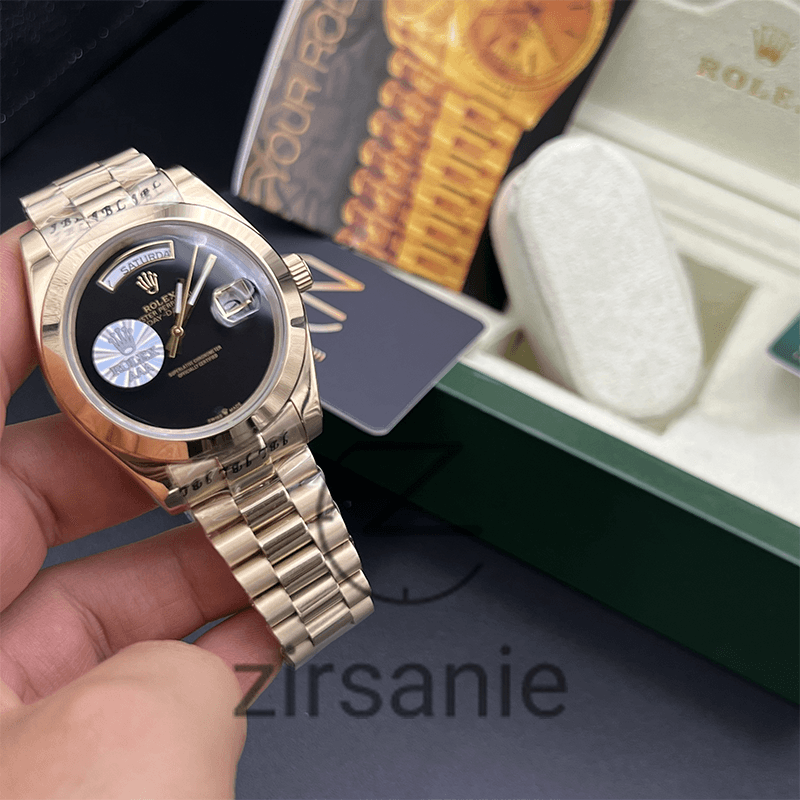 ساعت مچی مردانه رولکس دی دیت Rolex Day Date Golden Black — تصویر ۸