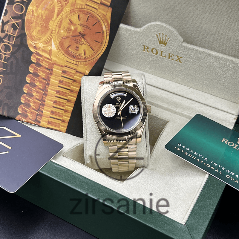 ساعت مچی مردانه رولکس دی دیت Rolex Day Date Golden Black — تصویر ۵