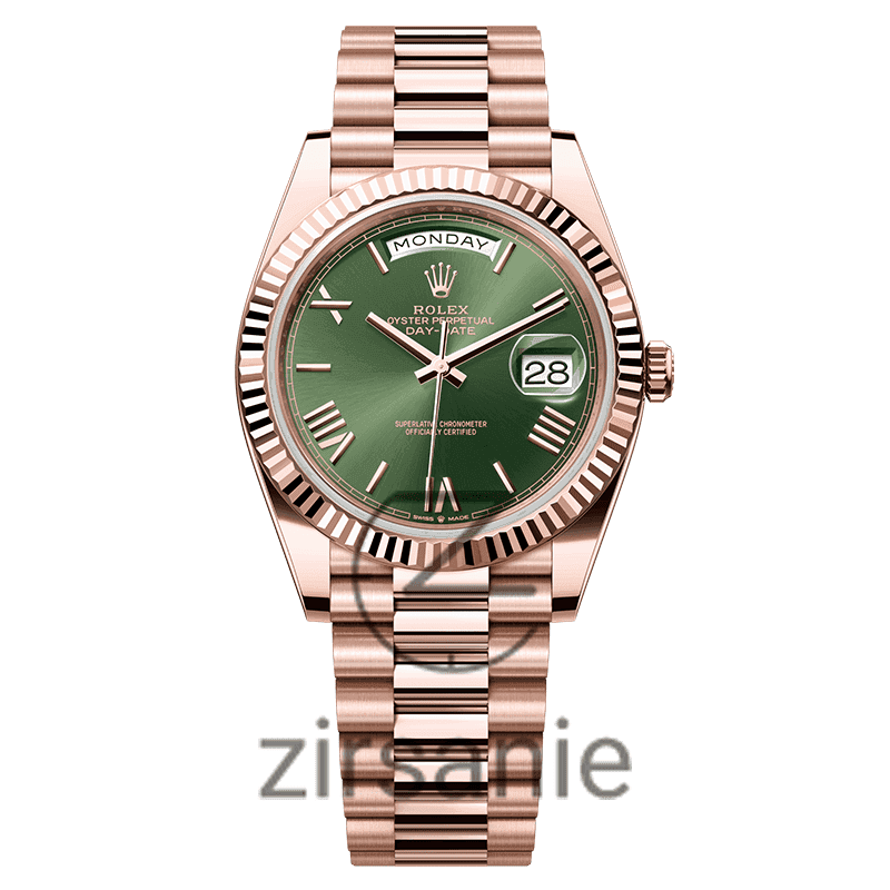 ساعت مچی مردانه رولکس دی دیت Rolex Day Date Rosegold Green Greek Index