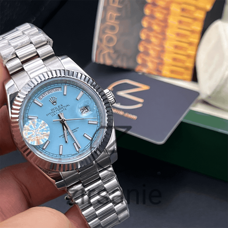 ساعت مچی مردانه رولکس دی دیت Rolex Day Date Silver Tiffany Line Index — تصویر ۷