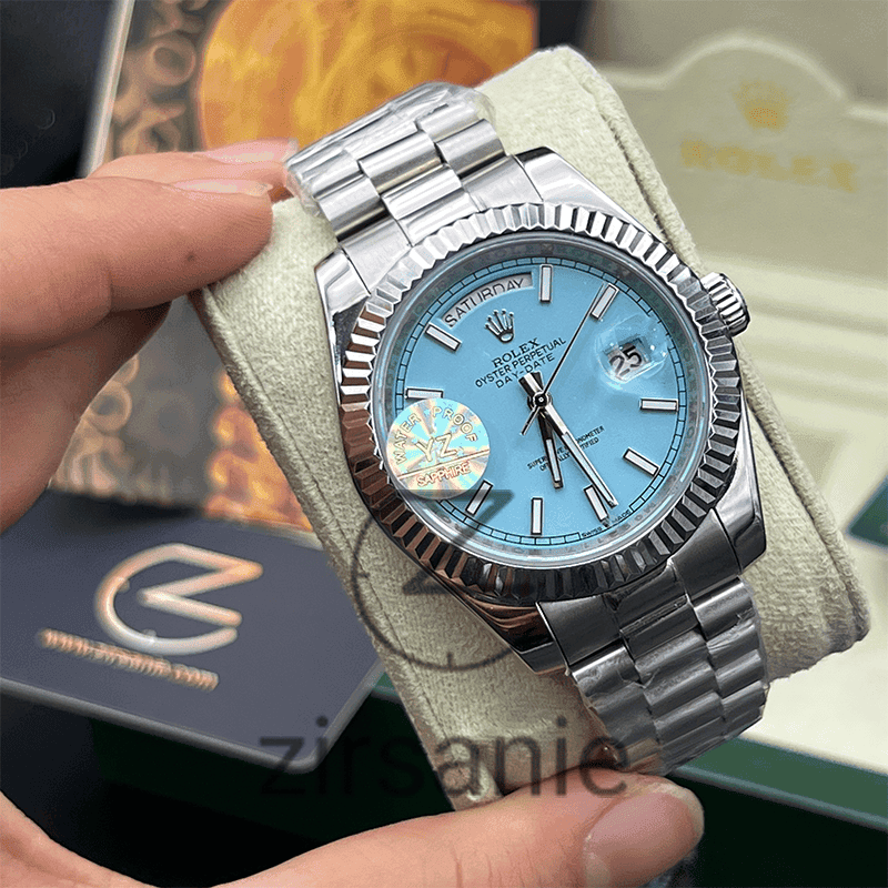 ساعت مچی مردانه رولکس دی دیت Rolex Day Date Silver Tiffany Line Index — تصویر ۸