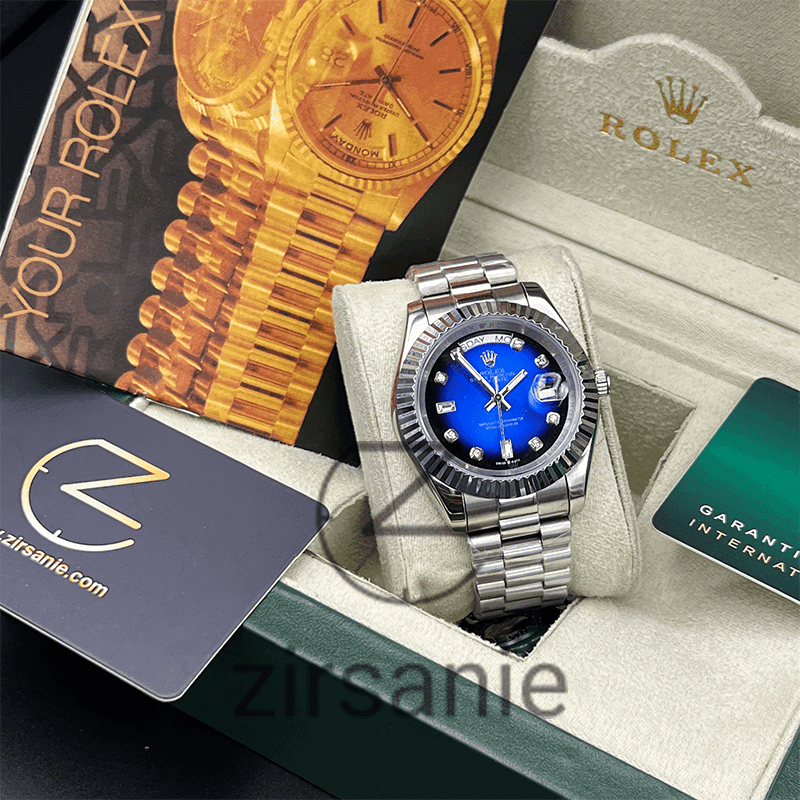 ساعت مچی مردانه رولکس دی دیت Rolex Day Date Silver Navy — تصویر ۳