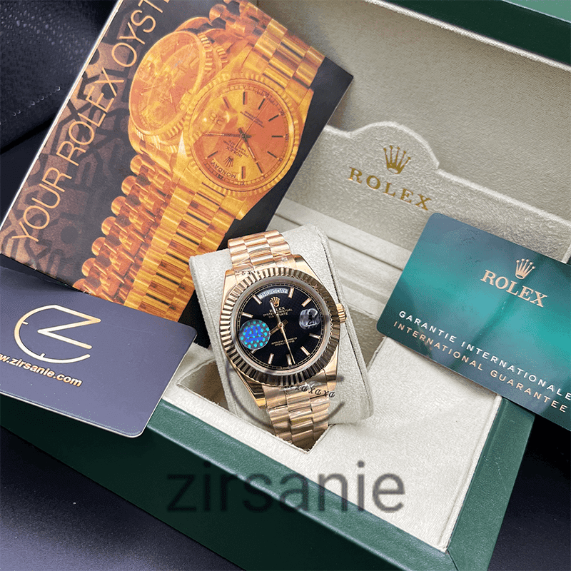 ساعت مچی مردانه رولکس دی دیت Rolex Day Date Golden Black Line Index — تصویر ۳