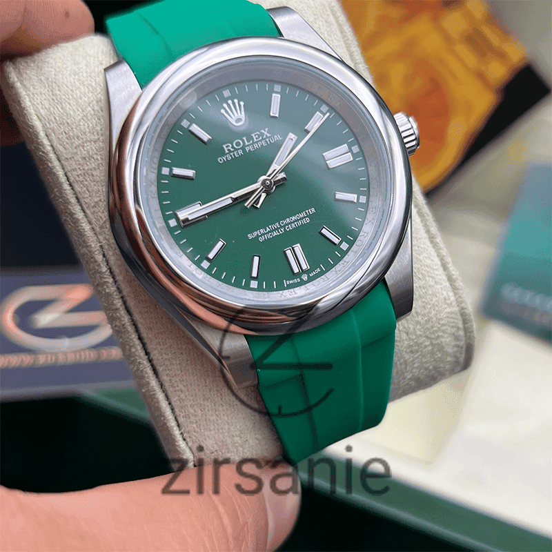 ساعت مچی مردانه رولکس اویستر پرپچوال Rolex Oyster Perpetual Silver Green — تصویر ۴