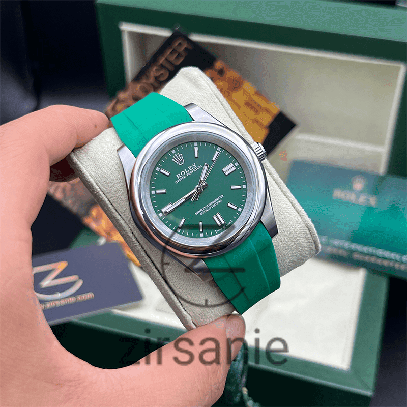 ساعت مچی مردانه رولکس اویستر پرپچوال Rolex Oyster Perpetual Silver Green — تصویر ۵