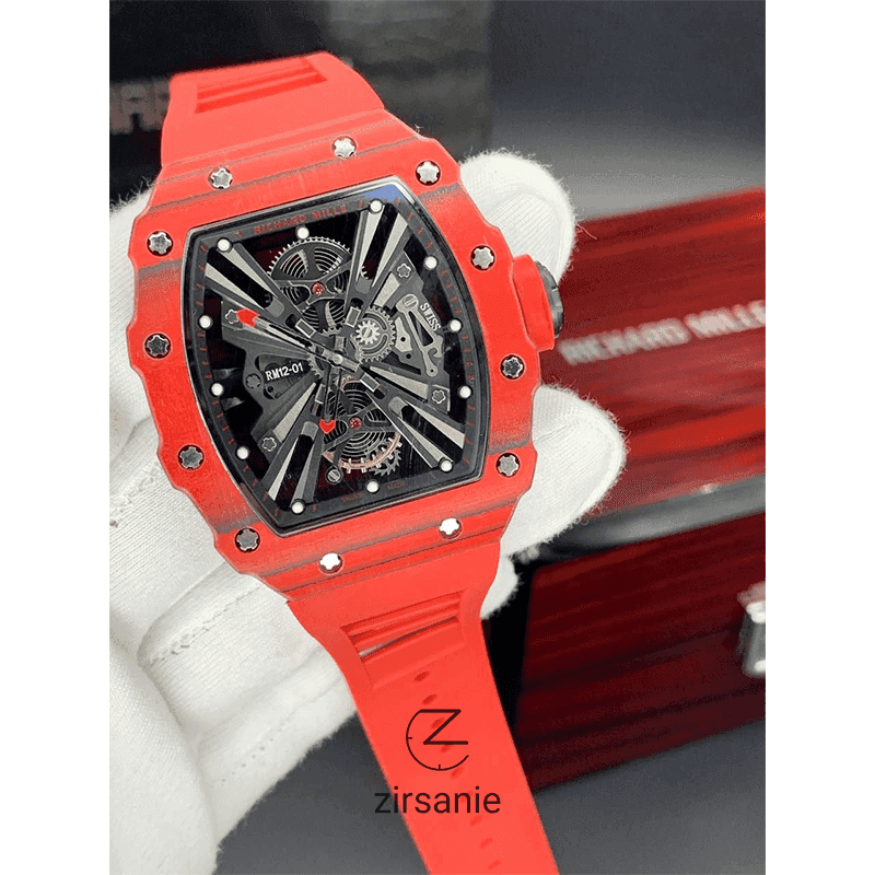 ساعت مچی مردانه ریچارد میل صفحه شفاف مدل Richard Mille Tourbillon RM12-01 Black — تصویر ۵