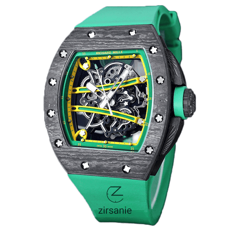 ساعت مچی مردانه ریچارد میل صفحه شفاف مدل Richard Mille RM 61-01 Green Yellow