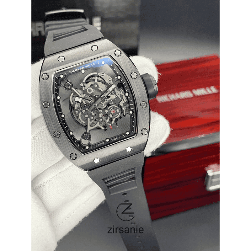 ساعت مچی مردانه ریچارد میل صفحه شفاف مدل Richard Mille RM 61-01 Silver Black — تصویر ۳
