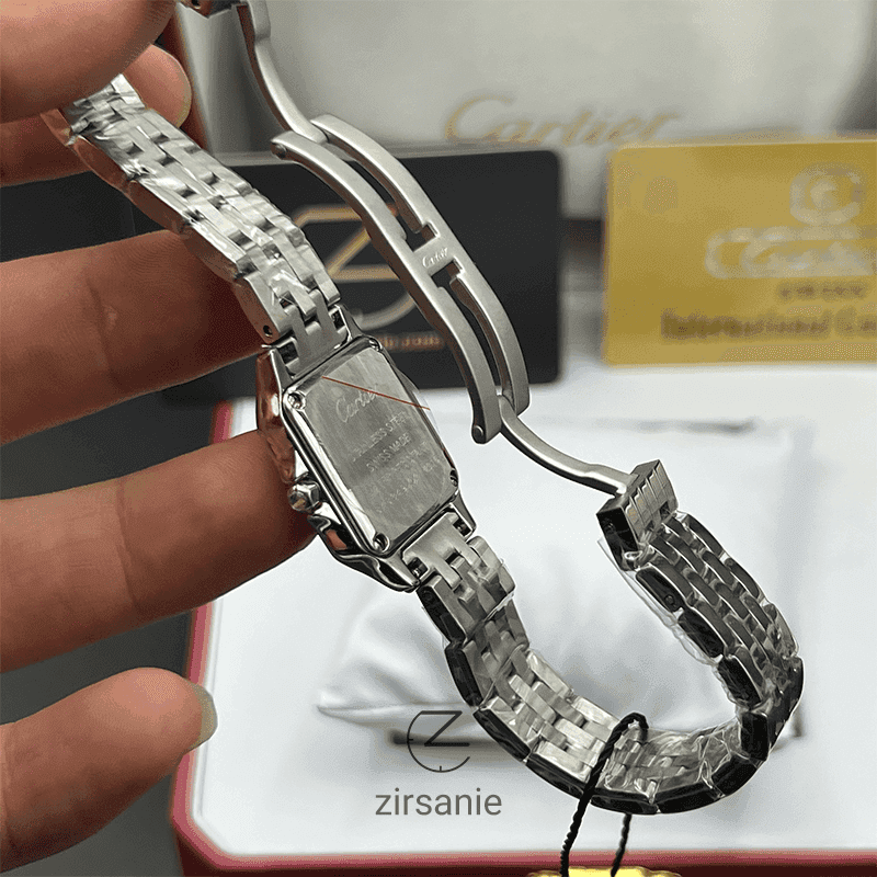 ساعت مچی زنانه کارتیر صفحه مهندسی Cartier Panthere Sunray Plum Diamonds Silver Gray — تصویر ۸