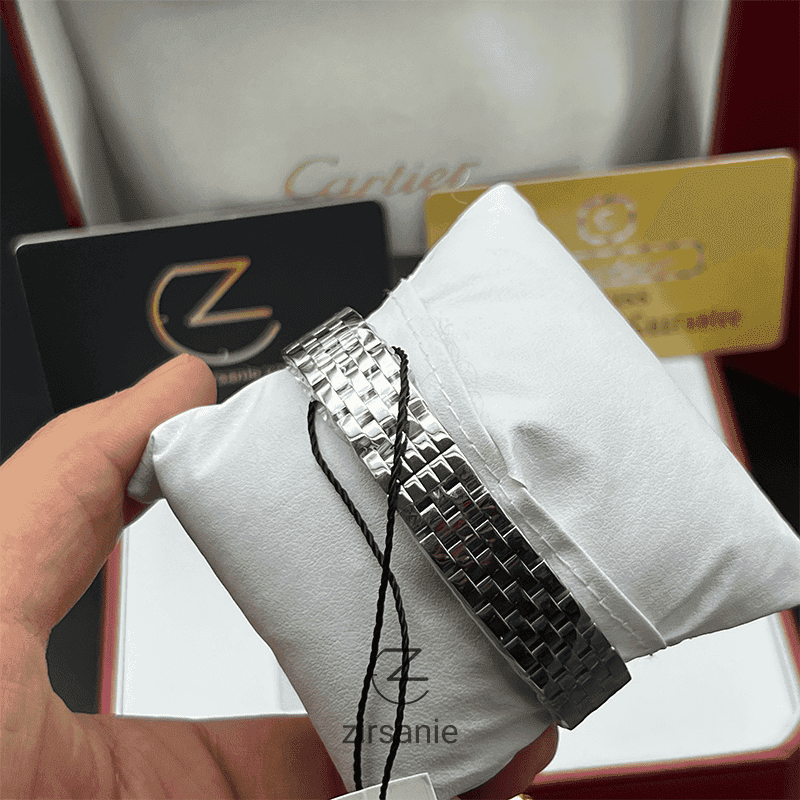 ساعت مچی زنانه کارتیر صفحه مهندسی Cartier Panthere Sunray Plum Diamonds Silver Gray — تصویر ۷
