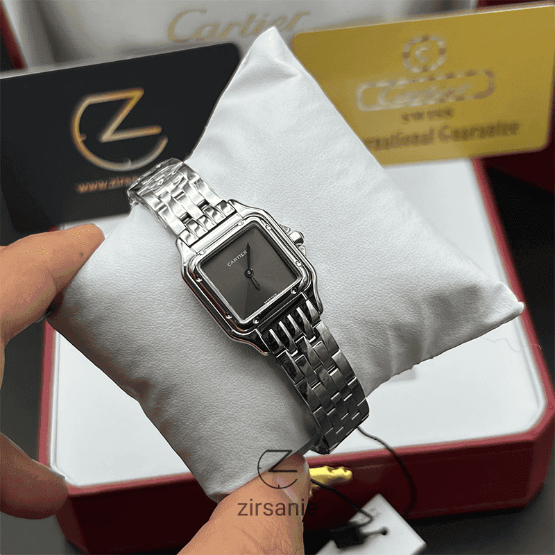 ساعت مچی زنانه کارتیر صفحه مهندسی Cartier Panthere Sunray Plum Silver Gray — تصویر ۵