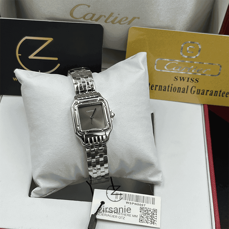 ساعت مچی زنانه کارتیر صفحه مهندسی Cartier Panthere Sunray Plum Silver Gray — تصویر ۹