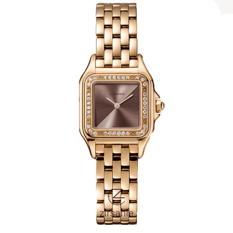 ساعت مچی زنانه کارتیر صفحه مهندسی Cartier Panthere Sunray Plum Diamonds Rosegold Caffe