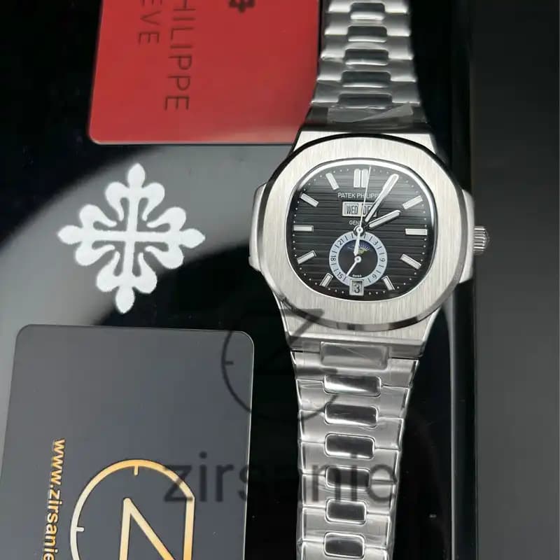 ساعت مچی مردانه پتک فیلیپ دو تقویم Patek Philippe Two Automatic Calendars Silver Black — تصویر ۴
