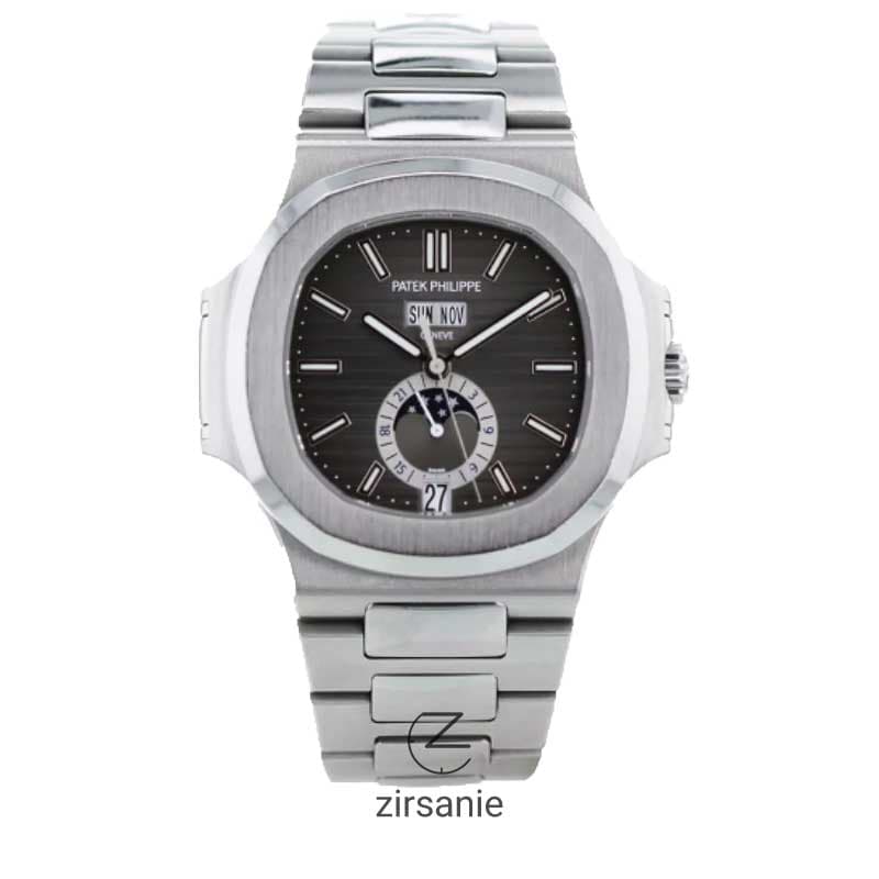 ساعت مچی مردانه پتک فیلیپ دو تقویم Patek Philippe Two Automatic Calendars Silver Black