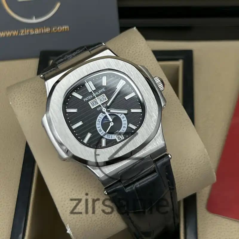 ساعت مچی مردانه پتک فیلیپ دو تقویم اتوماتیک Patek Philippe Two Automatic Calendars Black — تصویر ۷