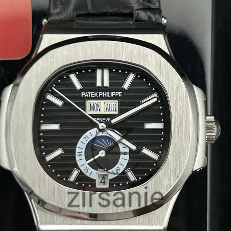 ساعت مچی مردانه پتک فیلیپ دو تقویم اتوماتیک Patek Philippe Two Automatic Calendars Black — تصویر ۸