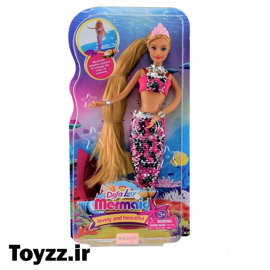 عروسک باربی پری دریایی برند دفا لوسی صورتی مدل Mermaid — تصویر ۲