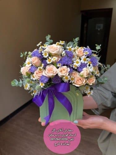 سفارش گل همراه با کیک تولد ساده و شیک
