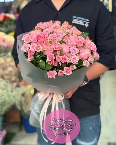 سفارش گل همراه با کیک تولد دخترانه شیک و ساده