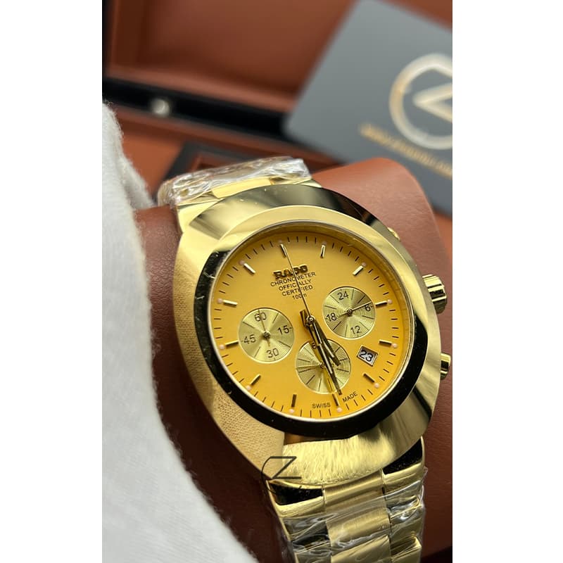 ساعت مچی مردانه رادو تخم مرغی Rado Diastar Full Gold Corno — تصویر ۴