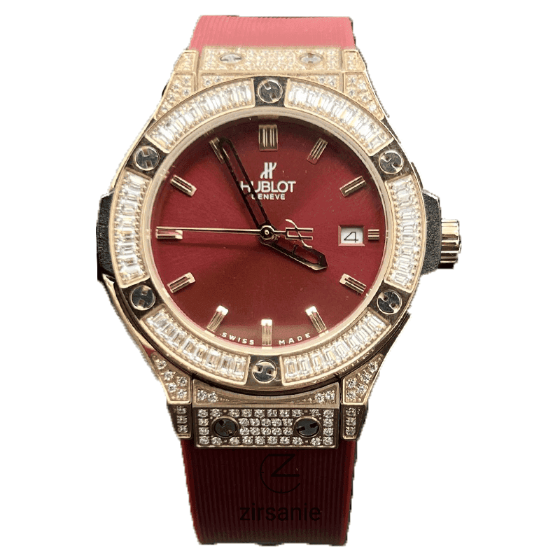 ساعت مچی زنانه هابلوت نگین دار Hublot Diamonds Rosegold Red Jewels