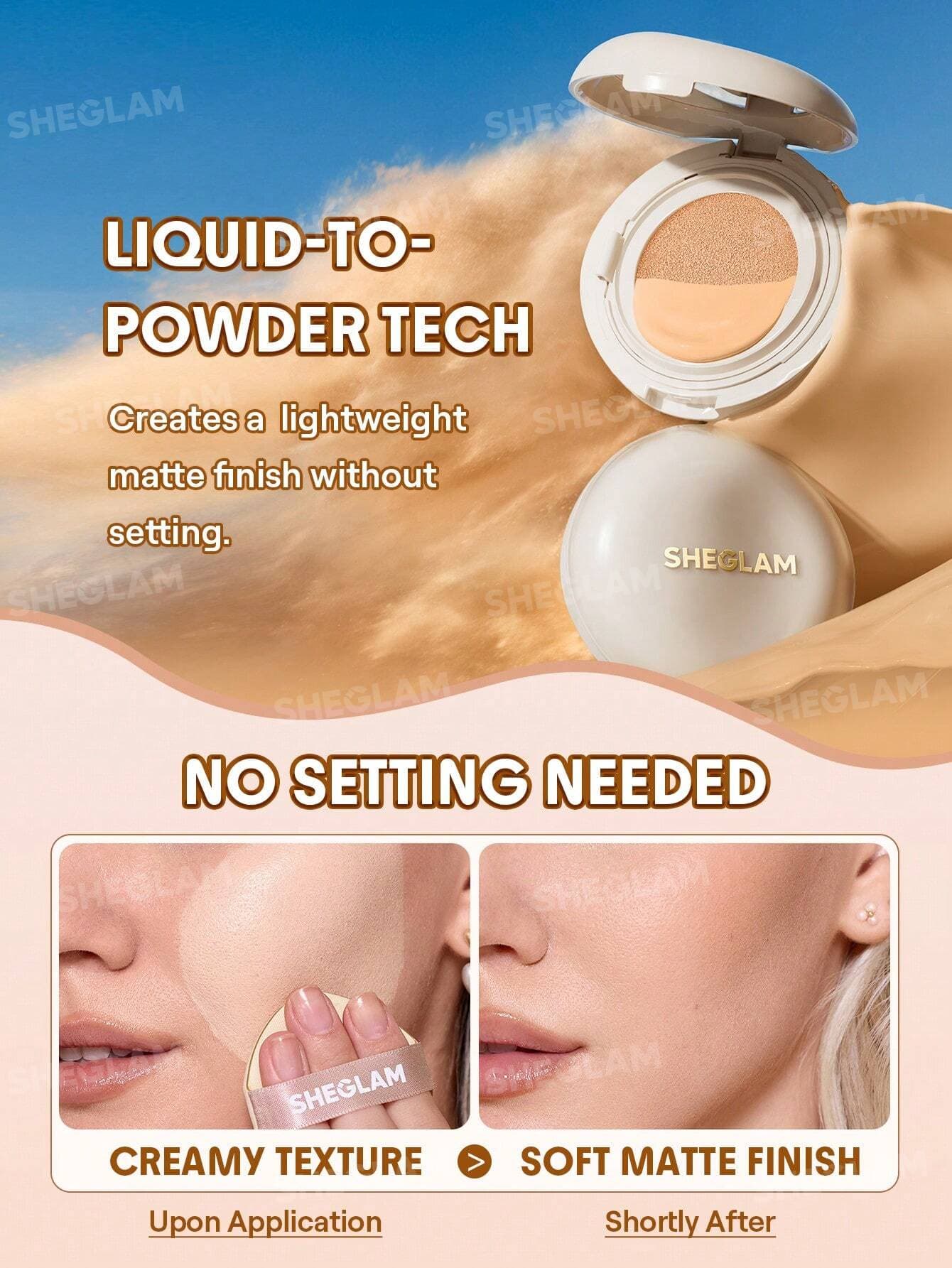 کوشن شیگلم SHEGLAM Lock & Go Cushion Foundation رنگ Chantilly — تصویر ۴