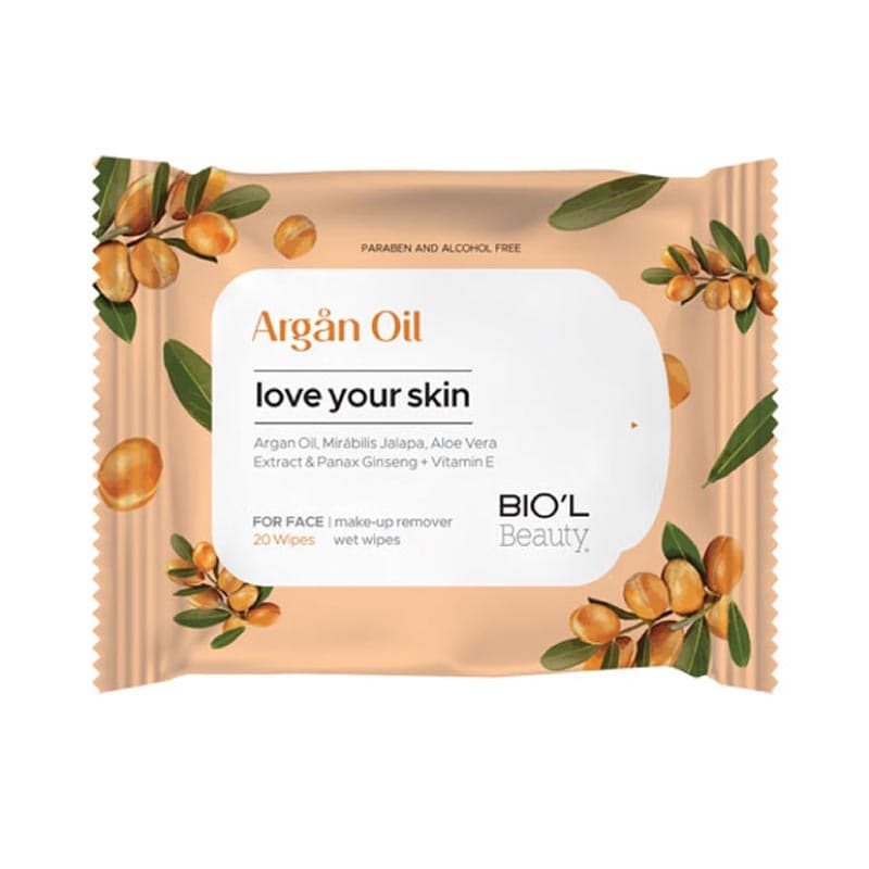 دستمال مرطوب پاک کننده آرایش حاوی عصاره چیا بیول 20 عددBiol Argan Oil 20 Wipes