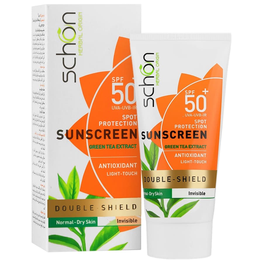 کرم ضد آفتاب دابل شیلد SPF50 شون مناسب پوست خشک تا نرمال بی رنگ 50 میلی لیتر — تصویر ۲