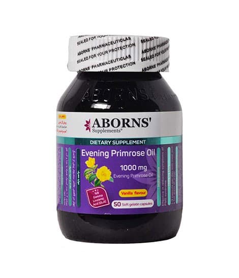 کپسول روغن گل مغربی 1000میلی ابورنز ۵۰ عددی Aborns Evening Primrose Oil ۱۳۰۰ mg ۵۰ caps