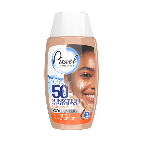 کرم ضد آفتاب SPF۵۰ بژطلایی پیکسل مناسب پوست خشک و حساس ۵۰ میلی لیتر Pixxel SPF۵۰ Sunscreen Cream For Dry and Sensitive Skin ۵۰ ml