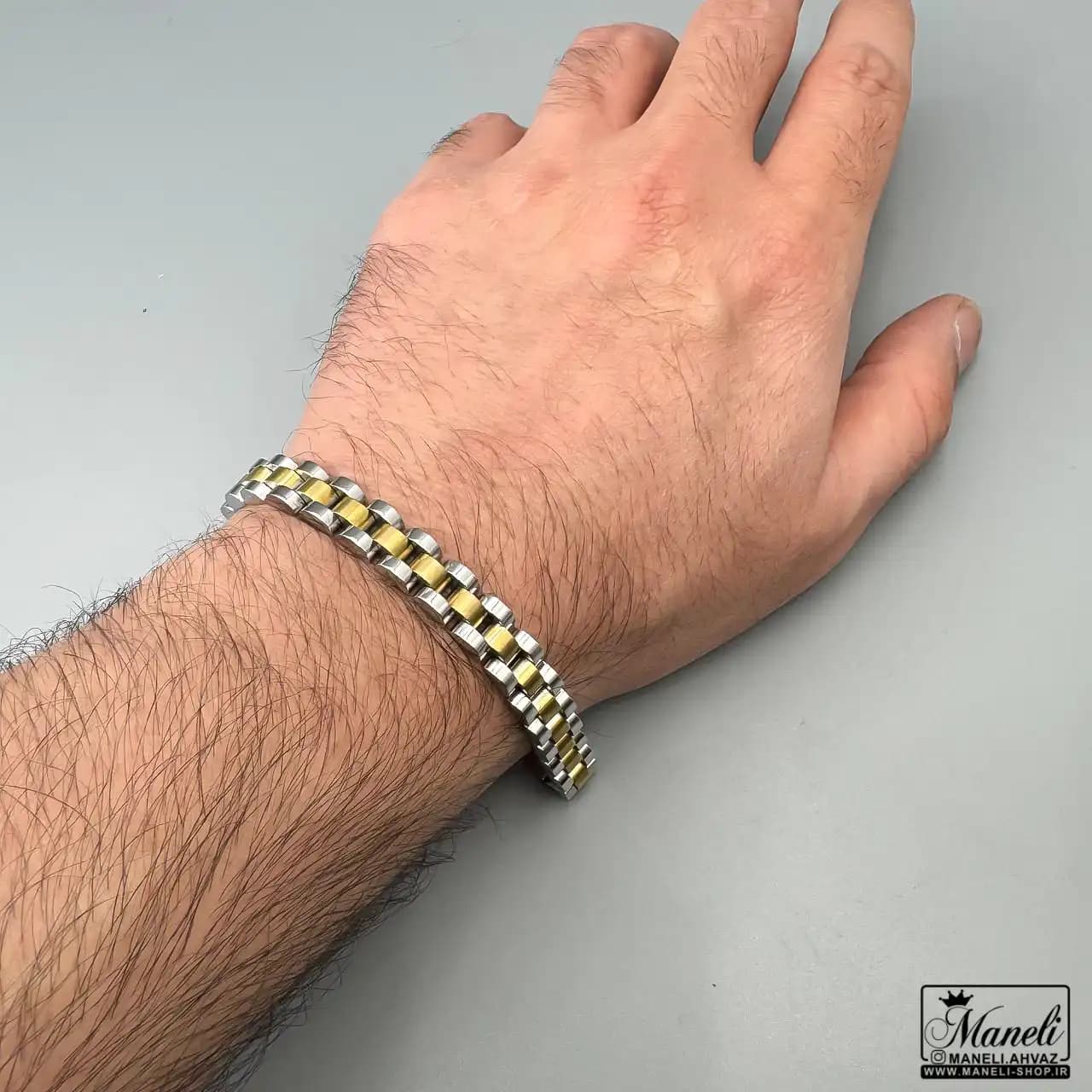 دستبند رولکس 3 رج با پهنای 8 میل | استیل 14040822 — تصویر ۲