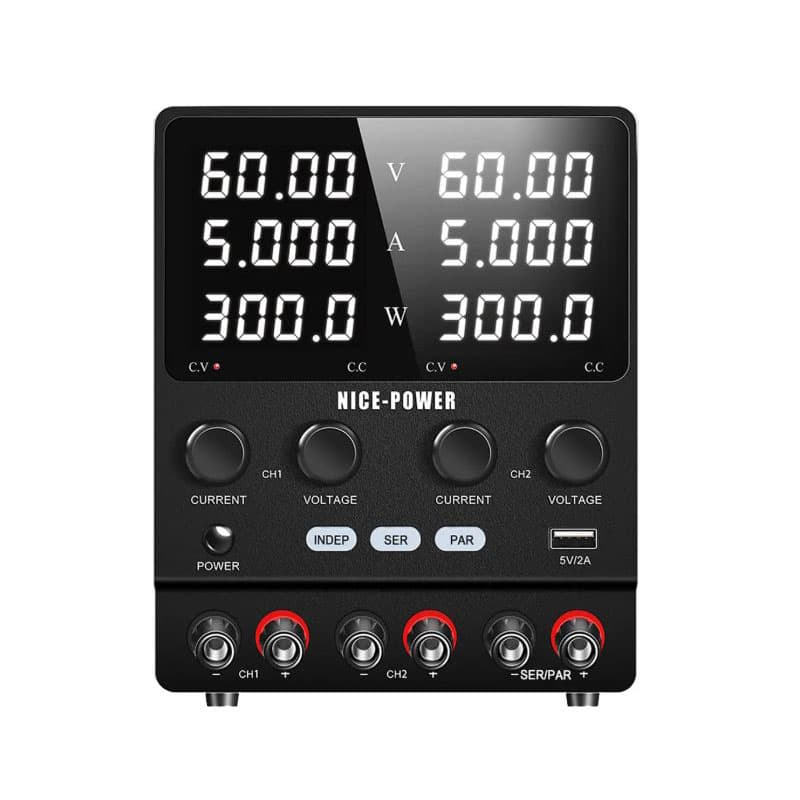 منبع تغذیه دوبل 60 ولت 5 آمپر نایس پاور مدل Nice-Power SPS605-2KD — تصویر ۲