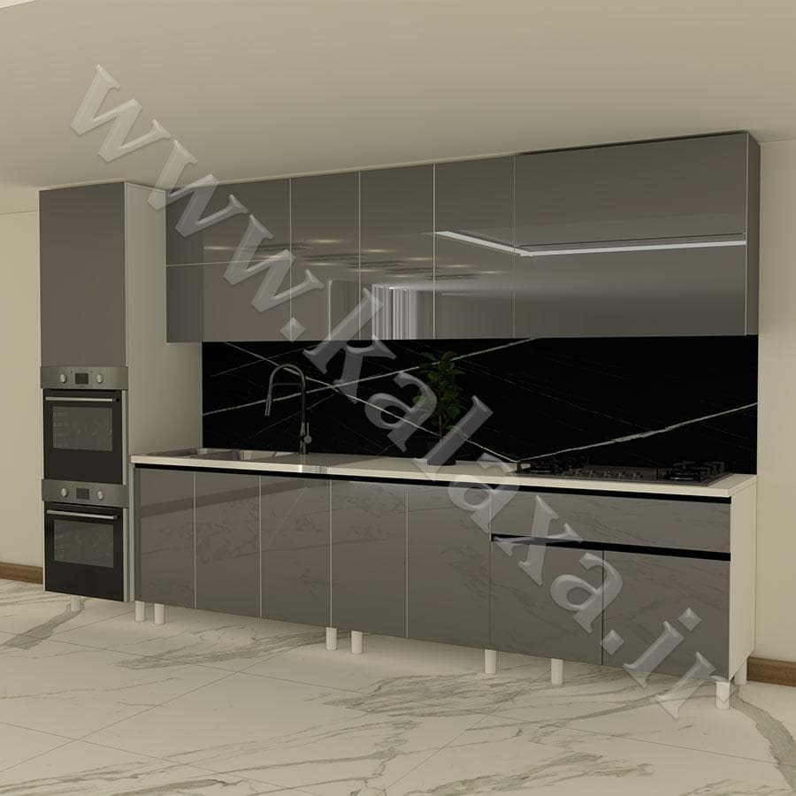 کابینت اماده هایگلاس ایرانی 3.6متری بی دستگیره +کابینت فر — تصویر ۵