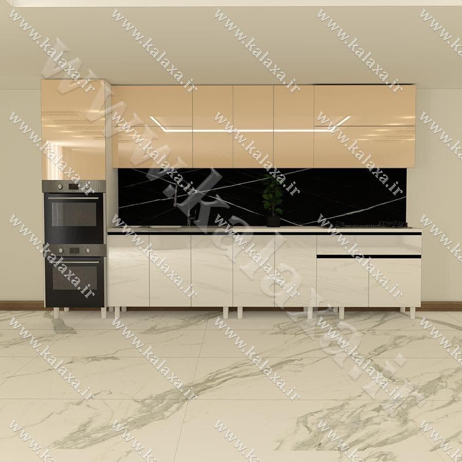کابینت اماده هایگلاس ایرانی 3.6متری بی دستگیره +کابینت فر