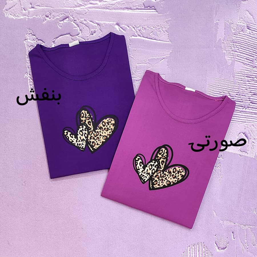 تیشرت سایز بزرگ زنانه طرح قلب پلنگی — تصویر ۳