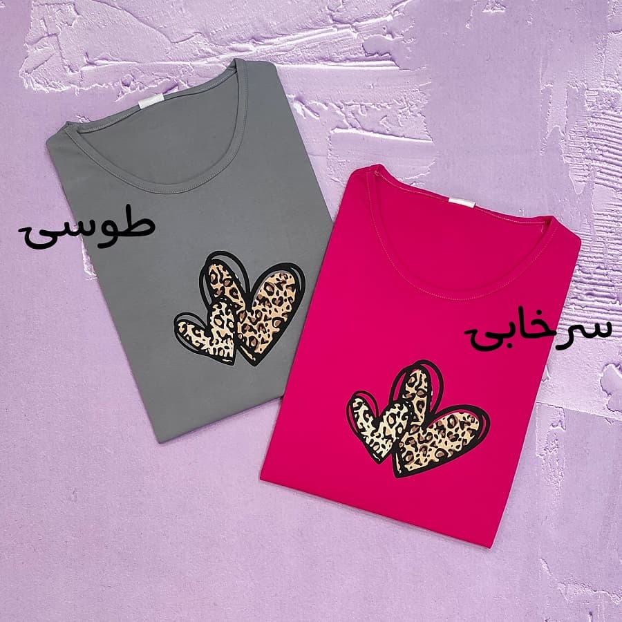 تیشرت سایز بزرگ زنانه طرح قلب پلنگی — تصویر ۴