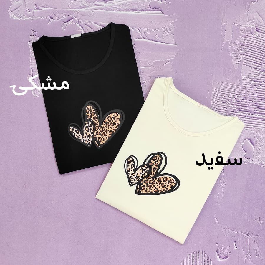 تیشرت سایز بزرگ زنانه طرح قلب پلنگی — تصویر ۷